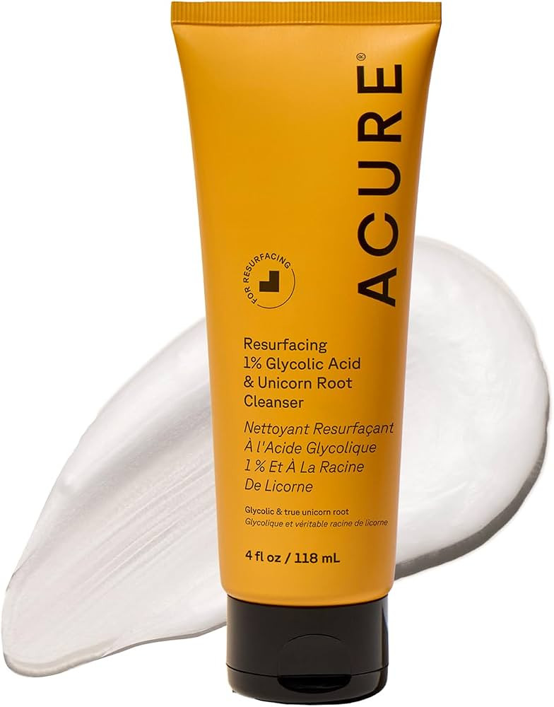 Acure Resurfacing 1% Glycolic Acid & Unicorn Root Cleanser - Exfoliating Face Wash, Glycolic Acid... | Amazon (US)
