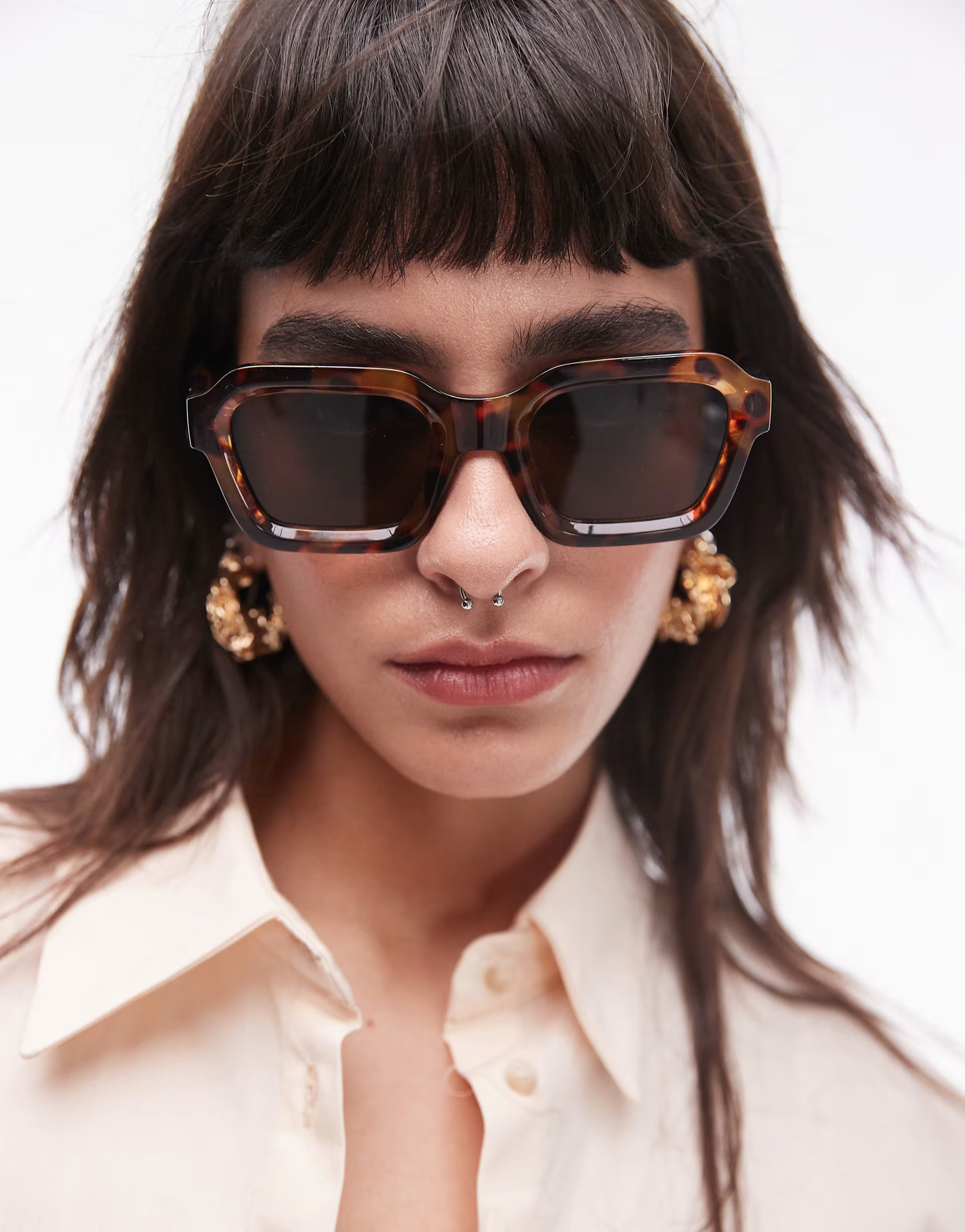 Topshop Alder oversized angled sunglasses in tort | ASOS (Global)