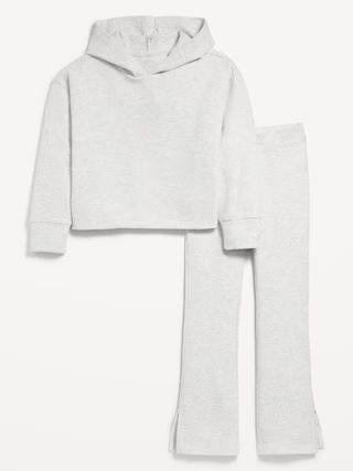 Plush Ribbed Hoodie and Flare Pants Set for Girls | Old Navy (US)