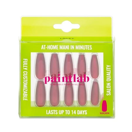PaintLab Long Sleek Coffin Press On False Nails Red Ruby 30 Count | Walmart (US)
