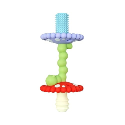 RaZbaby Chompy Teether Wand – Soft Silicone Hollow Baby Teething Tube for Front Teeth & Back Molars, Sensory Development and Multi Textured & Flexible Design, Compatible Teether (Multi Colored) | Amazon (US)