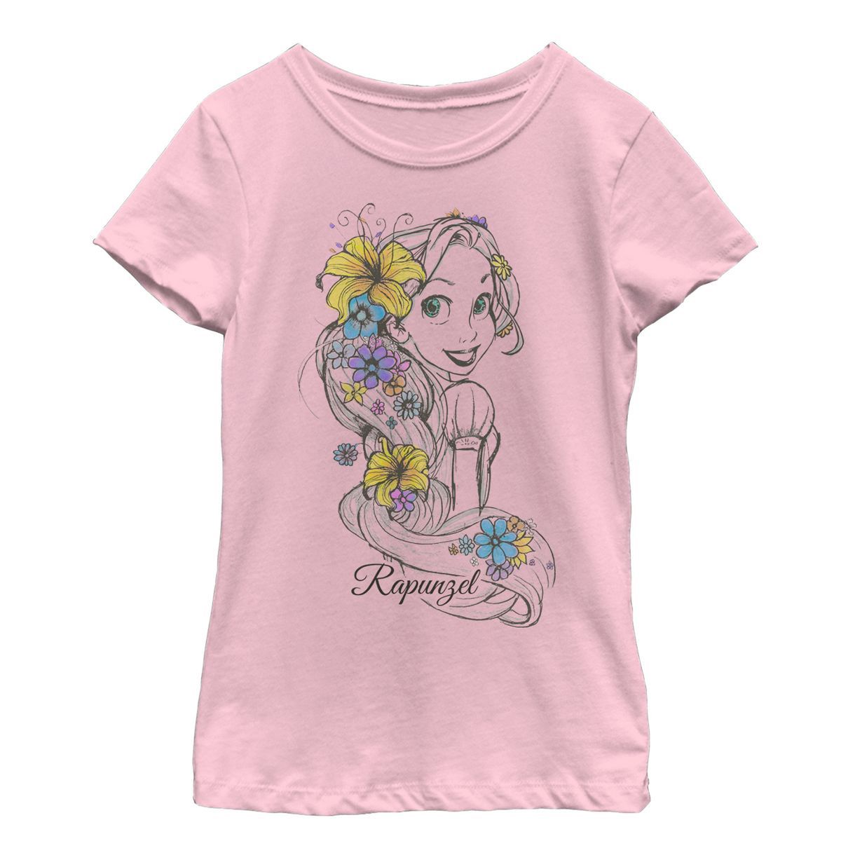 Girl's Tangled Flower Sketch T-Shirt | Target
