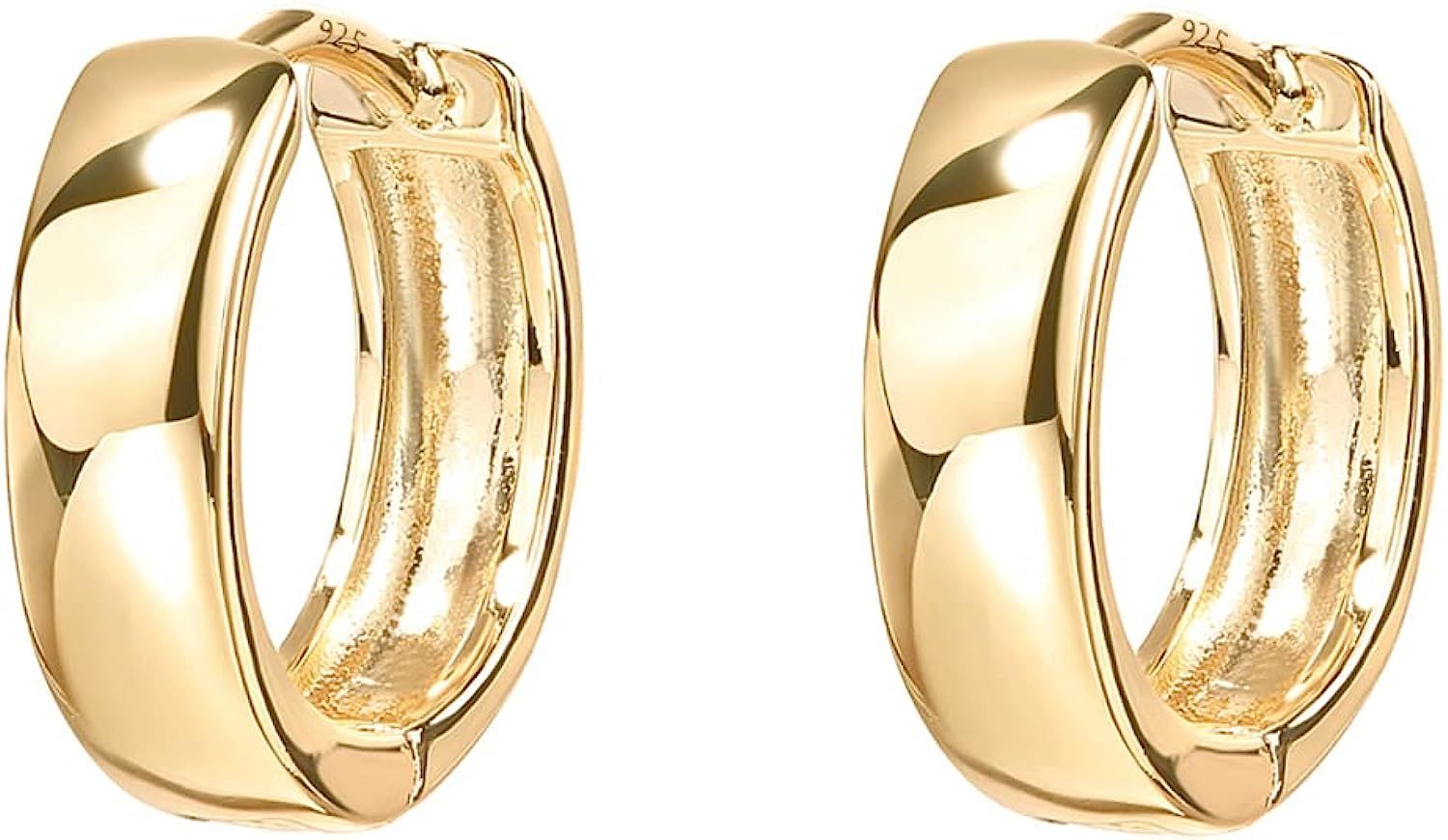 PAVOI 14K Gold Plated Sterling Silver Post Huggie Earrings | Small Hoop Earrings |Gold Earrings f... | Amazon (US)