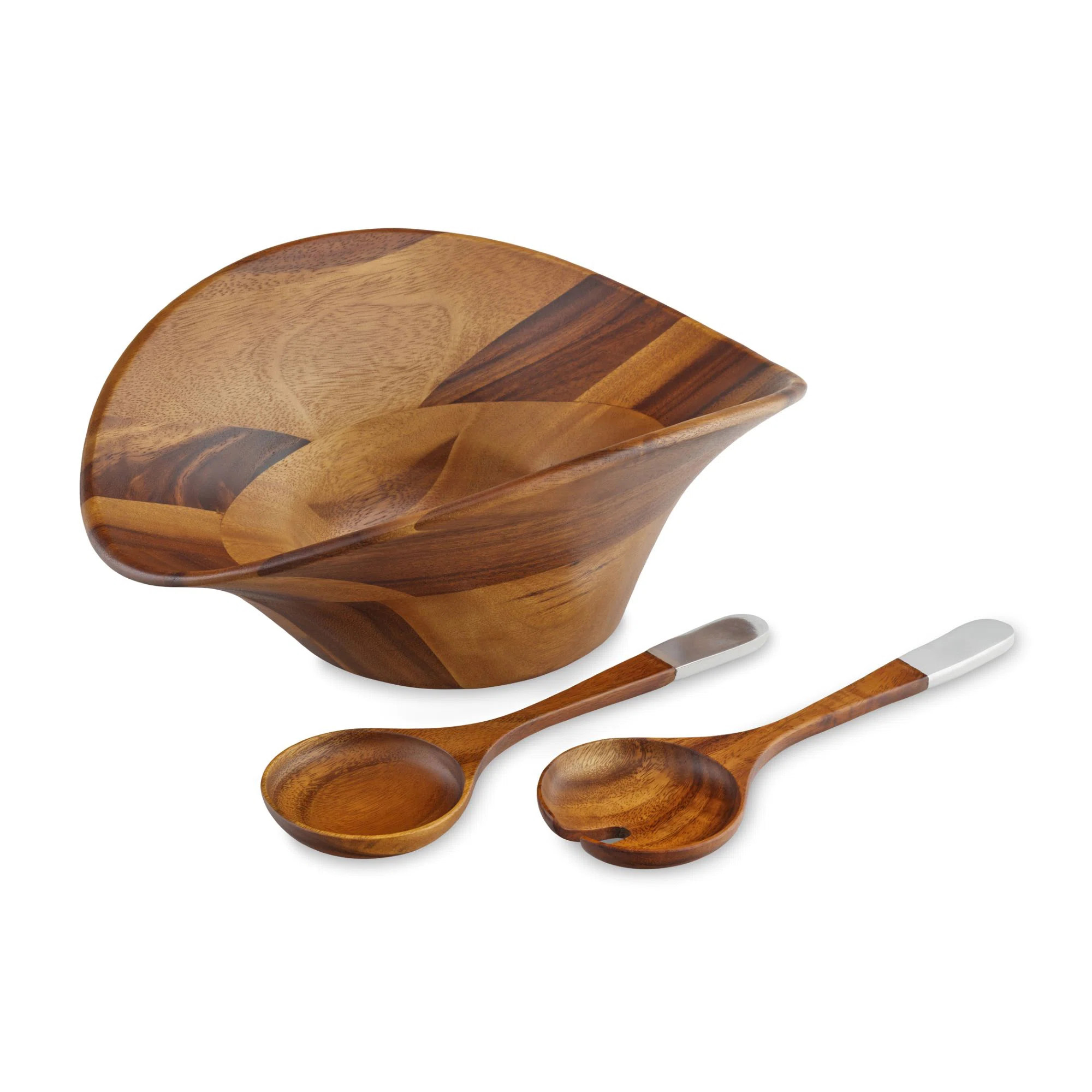 Namb\u00e9 Nambe Ripple Salad Bowl W/ Servers | Perigold | Perigold