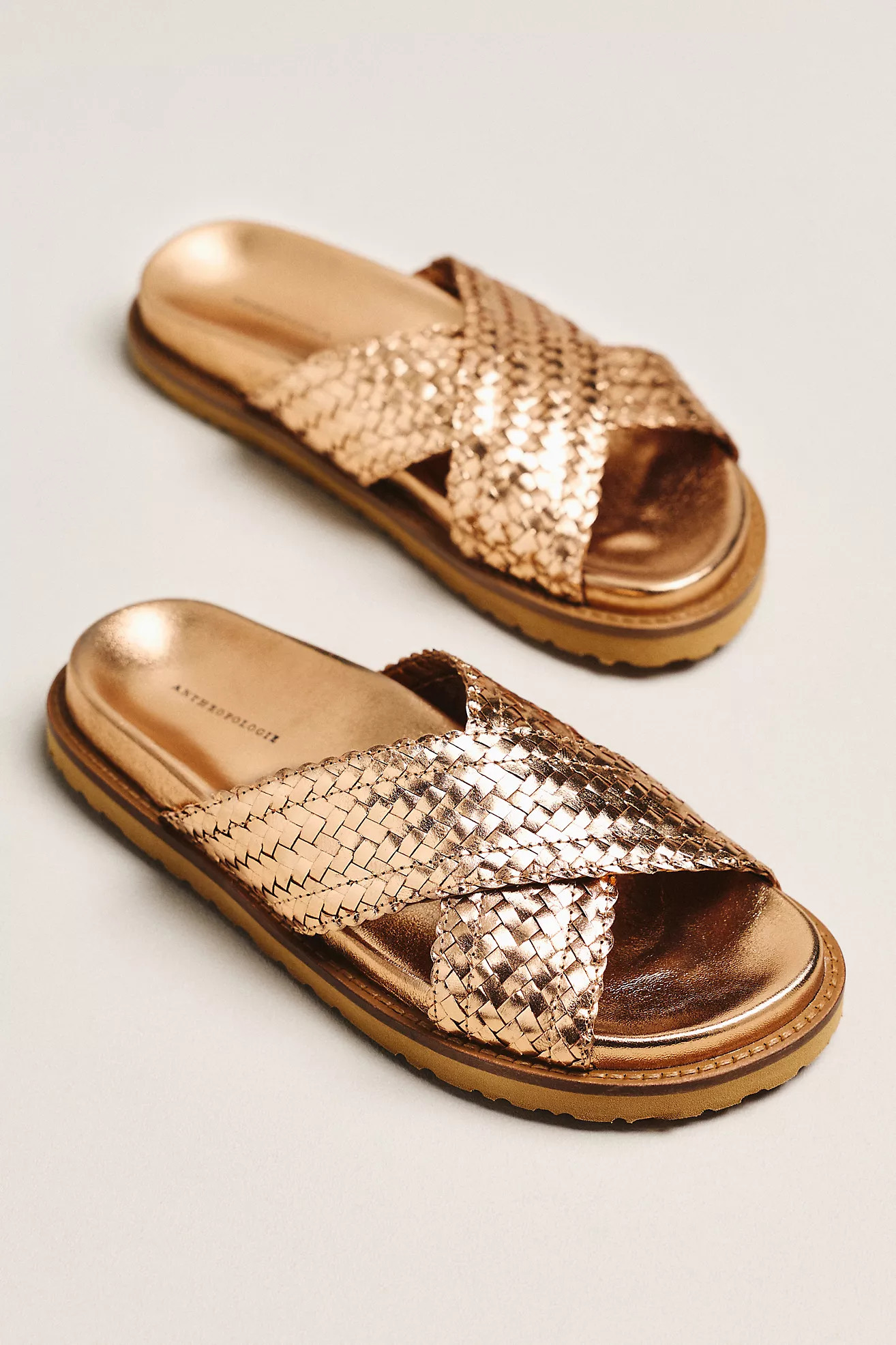 Cross-Strap Slide Sandals | Anthropologie (US)