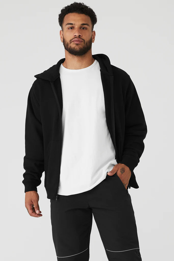 Renown Heavy Weight Full Zip Hoodie - Black | Alo Yoga (US)