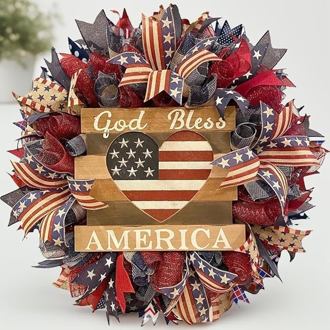 250th Anniversary Patriotic Wreath, Memorial Wreaths 3D Eagle Wreaths for Front Door, Red White a... | Amazon (US)