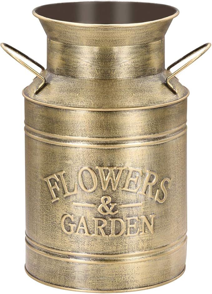 Flower Vase for Decor,Gold Vintage Metal Vase Handcrafted,8.5" Vases for Flowers French Rustic St... | Amazon (US)