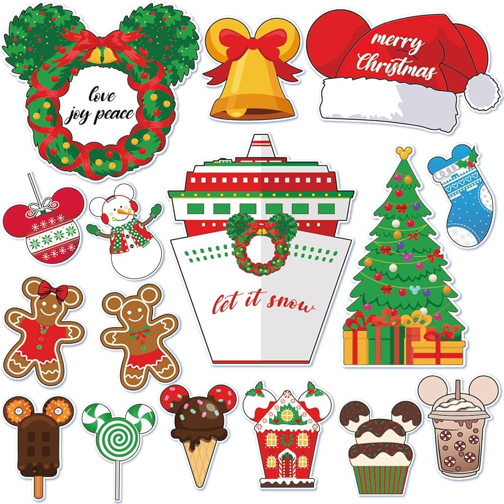 Christmas Cruise Door Decorations - 16 Pcs Cute Mouse Ship Cabin Magnetic Stickers Funny Xmas Anc... | Amazon (US)