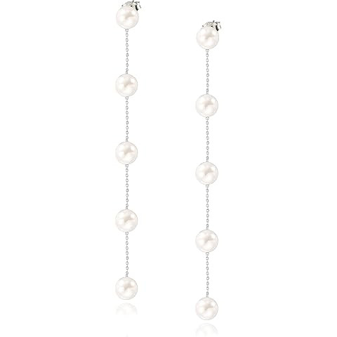 Long Pearl Earrings for Women 925 sterling silver Pearl Dangle Earrings Hypoallergenic Elegant We... | Amazon (US)