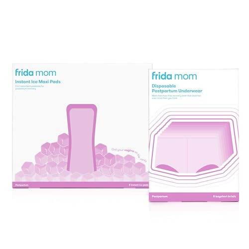 Frida Mom 2-in-1 Postpartum Absorbent Perineal Ice Maxi Pads + Disposable Underwear (Regular Boyshort) for Postpartum Care, Perineal Recovery and Cleansing After Birth | Amazon (US)