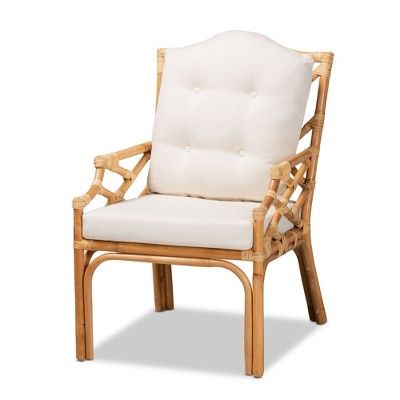 Sonia Rattan Armchair Natural/White - Baxton Studio | Target