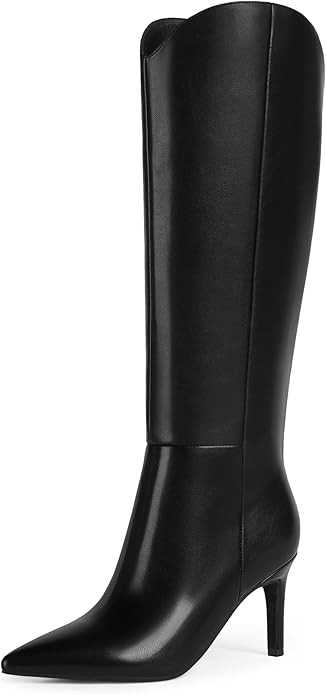Knee High Boots Women Pointed Toe Tall Boots 3 In Stiletto High Heel Long Boots Side Zipper Dress... | Amazon (US)