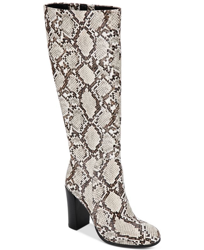 Kenneth Cole New York Women's Justin Block-Heel Tall Snake Print Boots & Reviews - Boots - Shoes ... | Macys (US)
