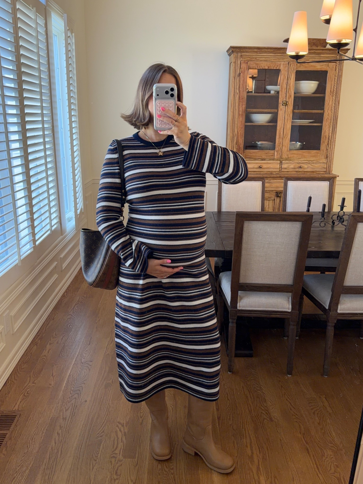 Dress is extra 30% off with code LONGWKND I’m wearing a large I sized up for my bump (second trimester) and it has great length, stretch and is super soft and warm. Boots true to size and comfortable size 8! 

#madewell #sale #pregnant #bumpstyle #stevemadden #bananaboots

#LTKgrwm #LTKBump