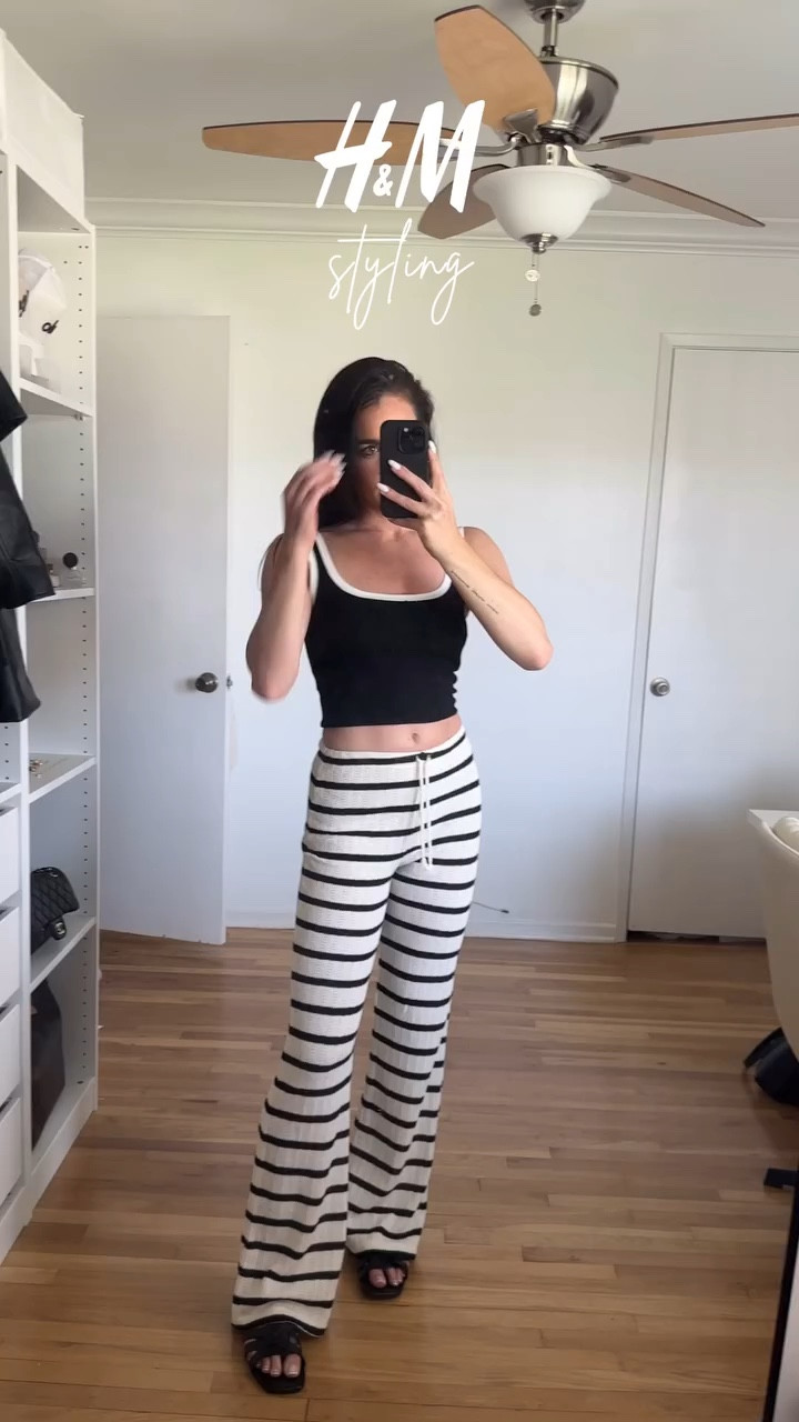 Comment “outfits” for links! H&M styling for Europe! Vote your favorite. White linen skirt, white mini skirt, pin stripe crop top, white dress, black linen pants, white linen shirt, white tank top. #eurosummer #summeroutfitideas #summeroutfitinspo #europeanstyle #hmxme #handm