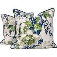 Thibaut Nemour Floral Pillow in Green, Blue. Designer Pillows, Accent Cushion Cover, Decorative Green Pillow, High End Pillow Cover | Etsy (US)