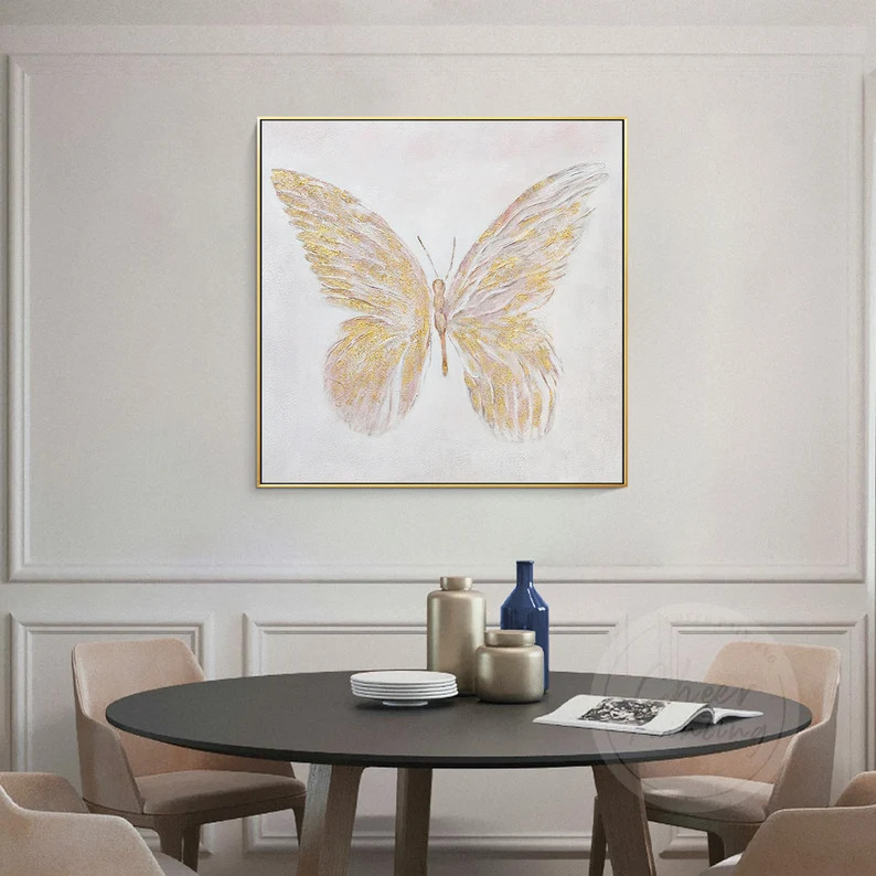 Gold Butterfly Abstract Painting Textured Art Original - Etsy | Etsy (US)