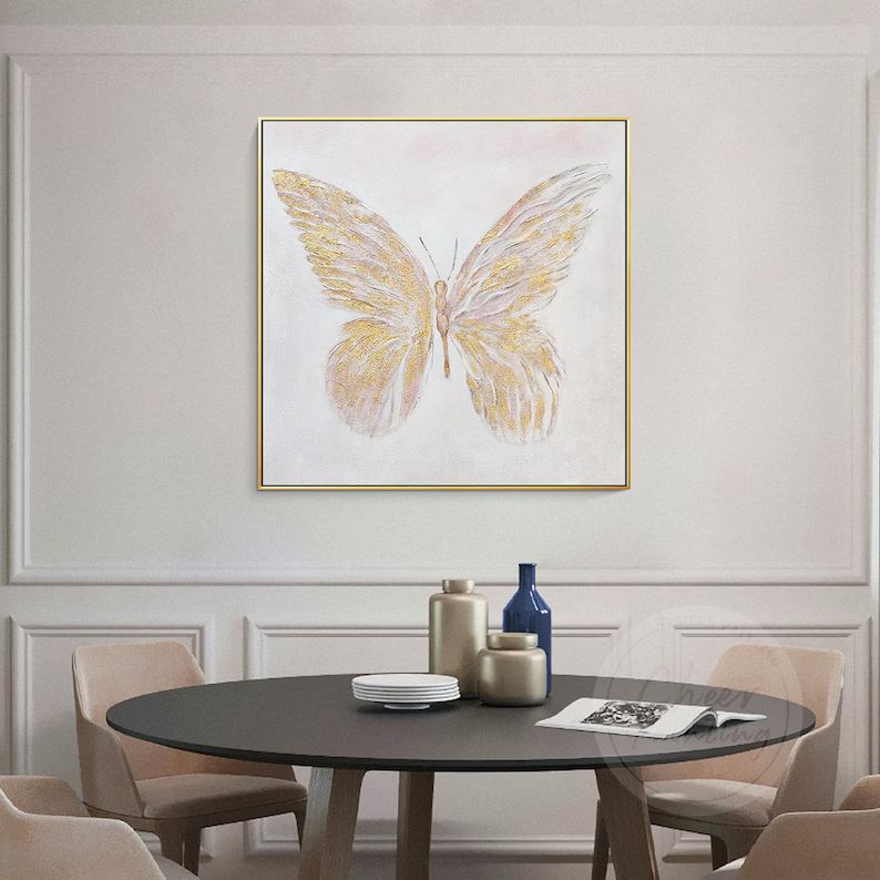 Gold Butterfly Abstract Painting Textured Art Original - Etsy | Etsy (US)