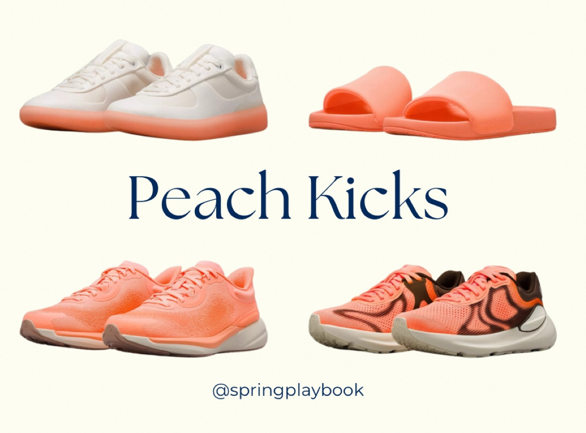 Peach sneakers and recovery slides from Lululemon

#createdcolorful #createdcolorfulspring #hocspring #tcispring #pcaspring #lightspring #warmspring #truespring #brightspring #clearspring #paintboxspring #bluespring

#LTKfitness #LTKshoecrush #LTKstyletip