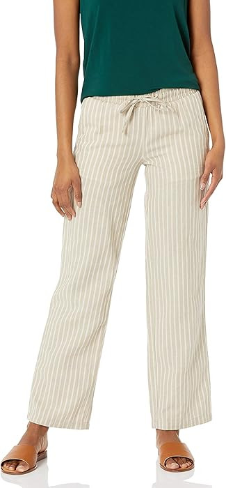Amazon Essentials Women's Pull On Linen Blend Drawstring Relaxed Fit Wide Leg Pant | Amazon (US)