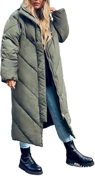 GIBLY Women's Hooded Long Puffer Coat Winter Longer Thickened Down Jacket Zip Cottoon Outwear | Amazon (US)