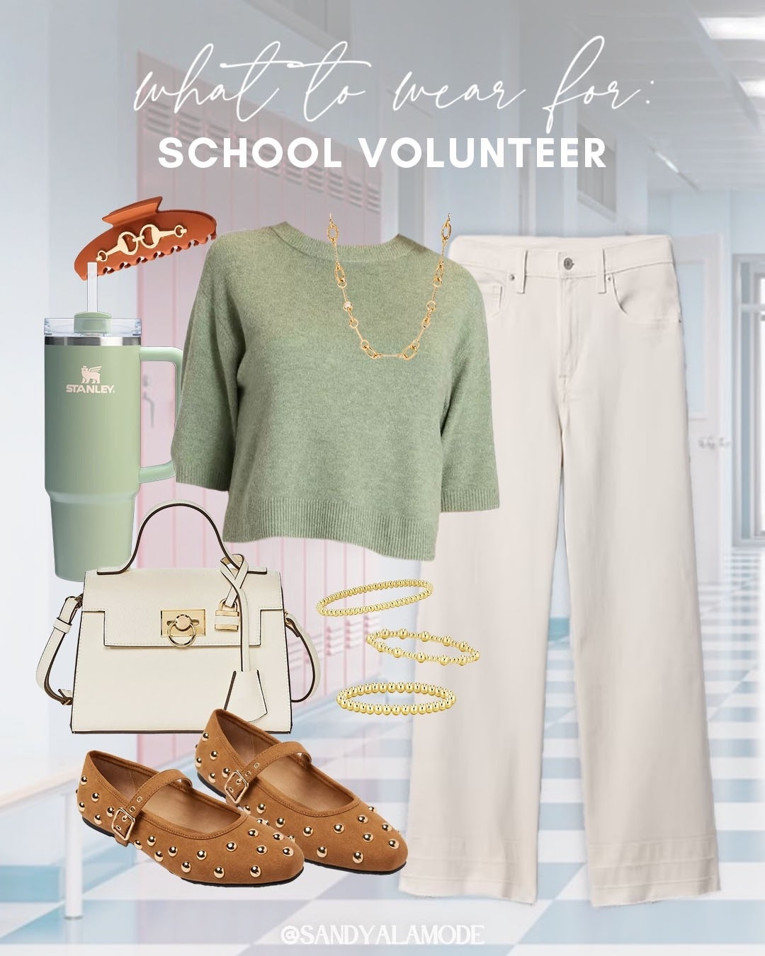 What to wear to volunteer at your kid’s school. School mom outfit. School volunteer outfit. Neutral fall style. Target fashion. Ivory green fall style. Trendy fall studded flats  

#LTKFindsUnder100 #LTKSeasonal #LTKStyleTip
