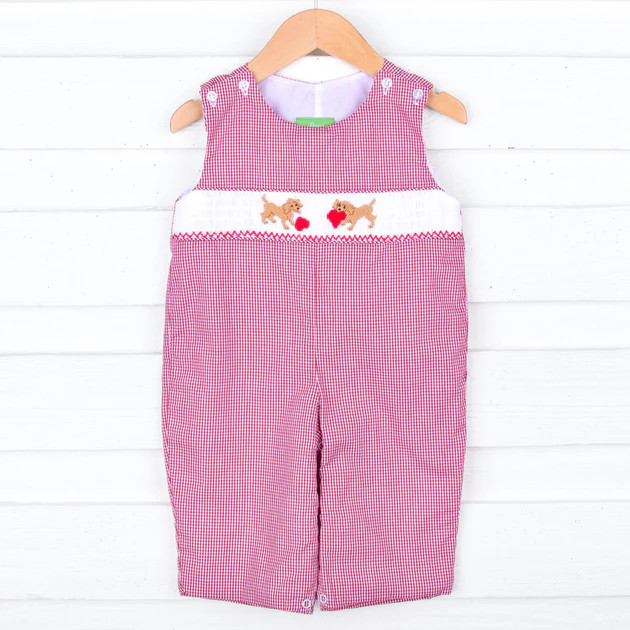 Valentine Puppies Smocked Longall | Classic Whimsy