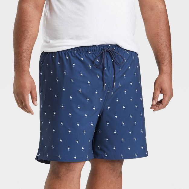 Men's 7" Mini Flamingo Swim Trunks - Goodfellow & Co™ Blue | Target