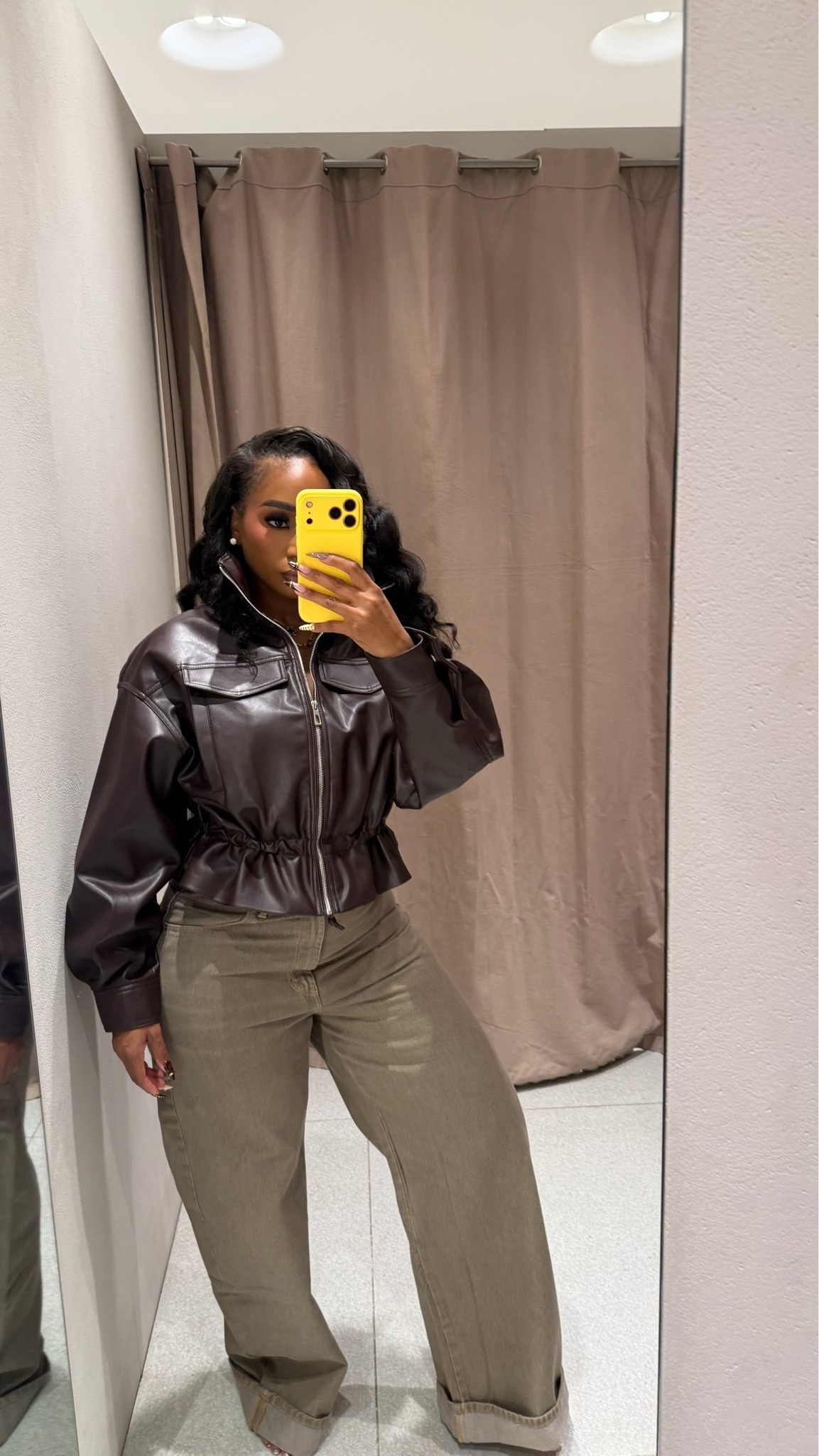 Faux leather jacket find with an adjustable waist! Chic fall outerwear find!

#LTKootd