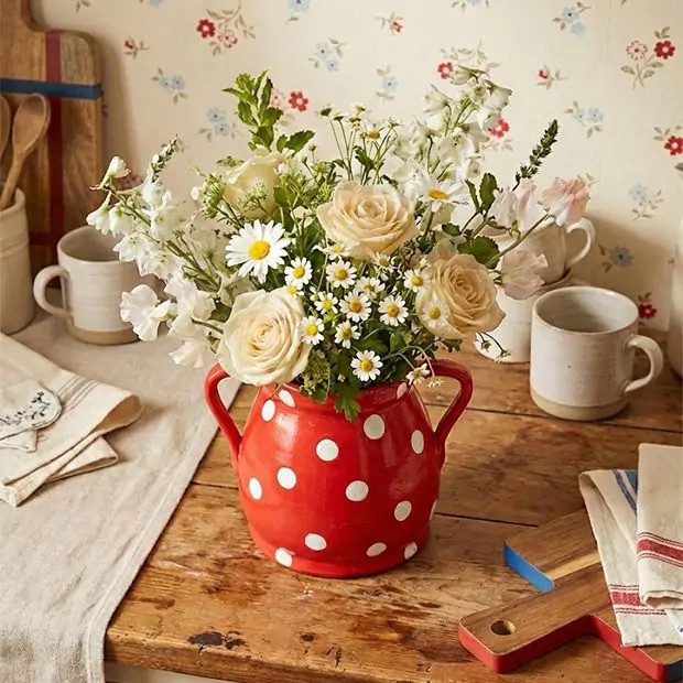Polka Dot Terracotta Planter With Handles | Antique Farm House