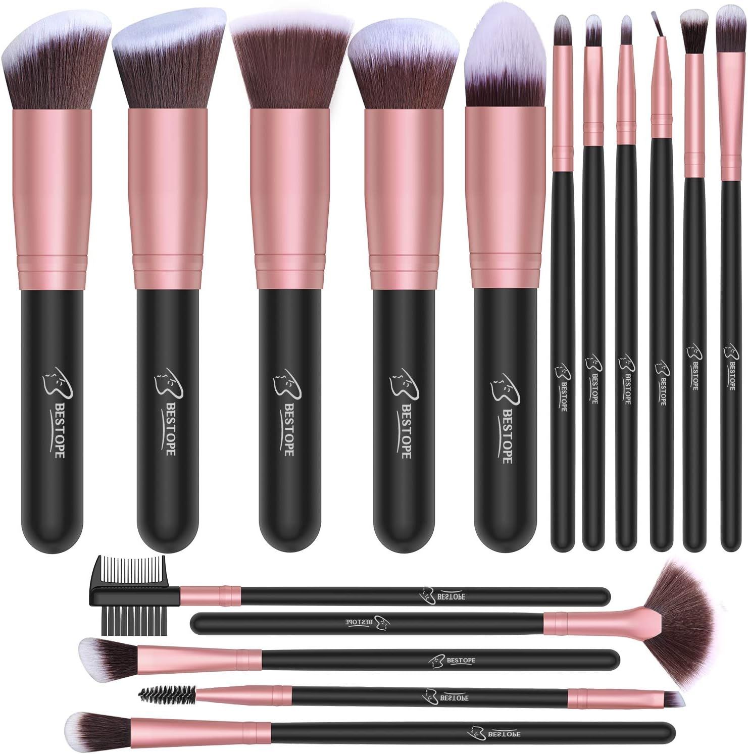 BESTOPE Makeup Brushes 16 PCs Makeup Brush Set Premium Synthetic Foundation Brush Blending Face Powd | Amazon (US)