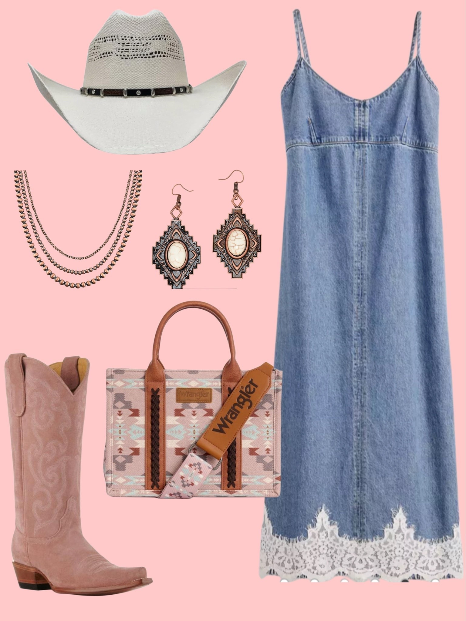 Simple and chic denim dress outfit inspo! The lace trim detail on dress is so darling!

#LTKootd #LTKSeasonal #LTKSaleAlert
