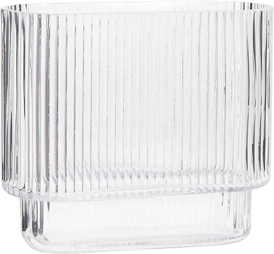 YANWE1 Clear Glass Vase, Flower Vase for Centerpieces, Ribbed Vase, Modern Vase, Fluted Glass Vas... | Amazon (US)