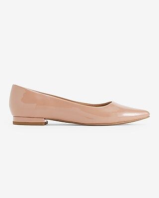 Nude Pointed Toe Ballet Flats Neutral Women's 10 | Express