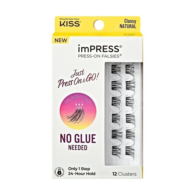 KISS USA imPRESS Press-On Falsies Eyelash Clusters Minipack, Natural, Classy, 12 Ct., Black, Adul... | Walmart (US)