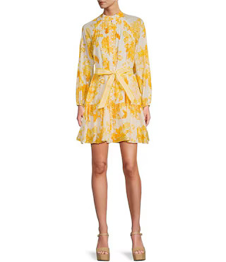 Brynn Printed Cotton Voile Mock Neck Long Sleeve Dress | Dillard's