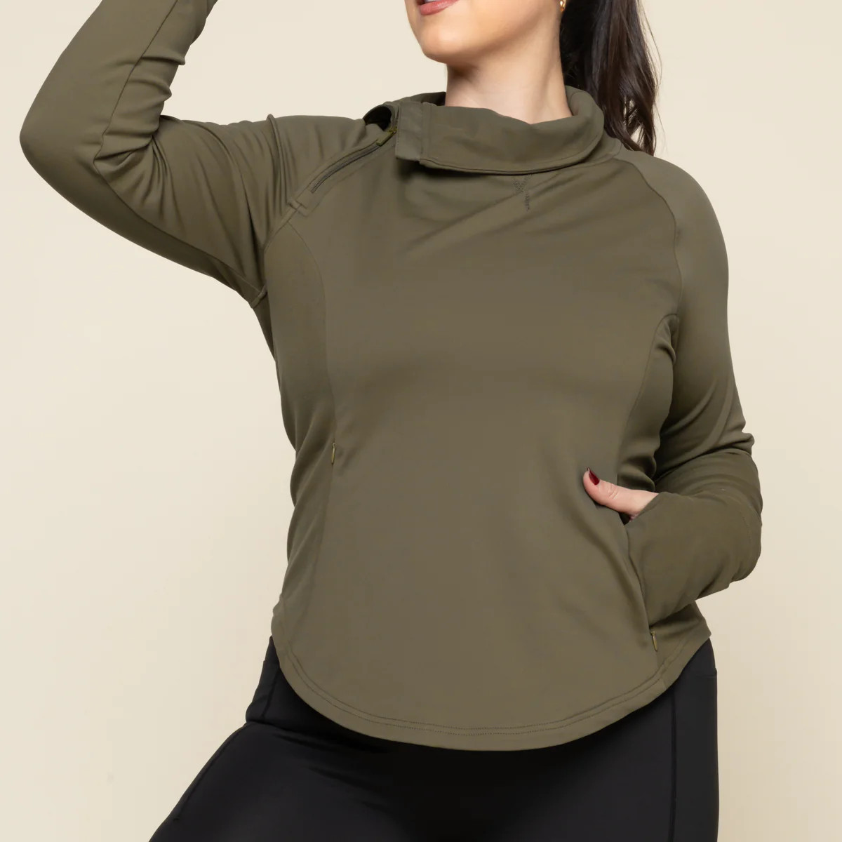 Chasing Pavements Mockneck Pullover - Grasshopper | POPFLEX