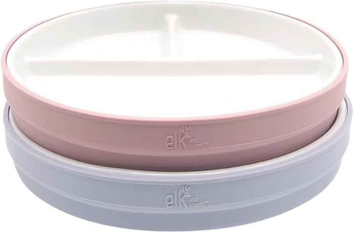 Elk and Friends 6.7" Kids Porcelain White Plates with Silicone Sleeves | Divided Plates | Suitabl... | Amazon (CA)