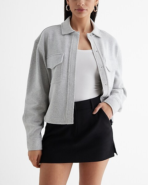 Cropped Fleece Shacket | Express