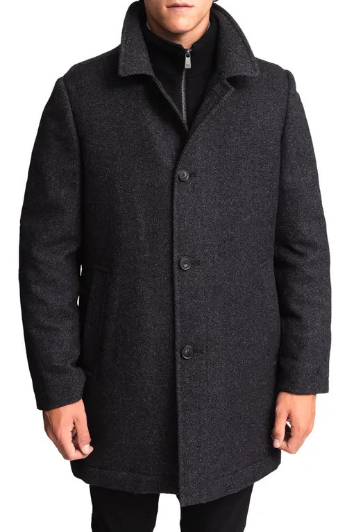 Hart Schaffner Marx Macbeth Wool Blend Single Breasted Coat in Charcoal Pindot at Nordstrom, Size Xx-Large | Nordstrom