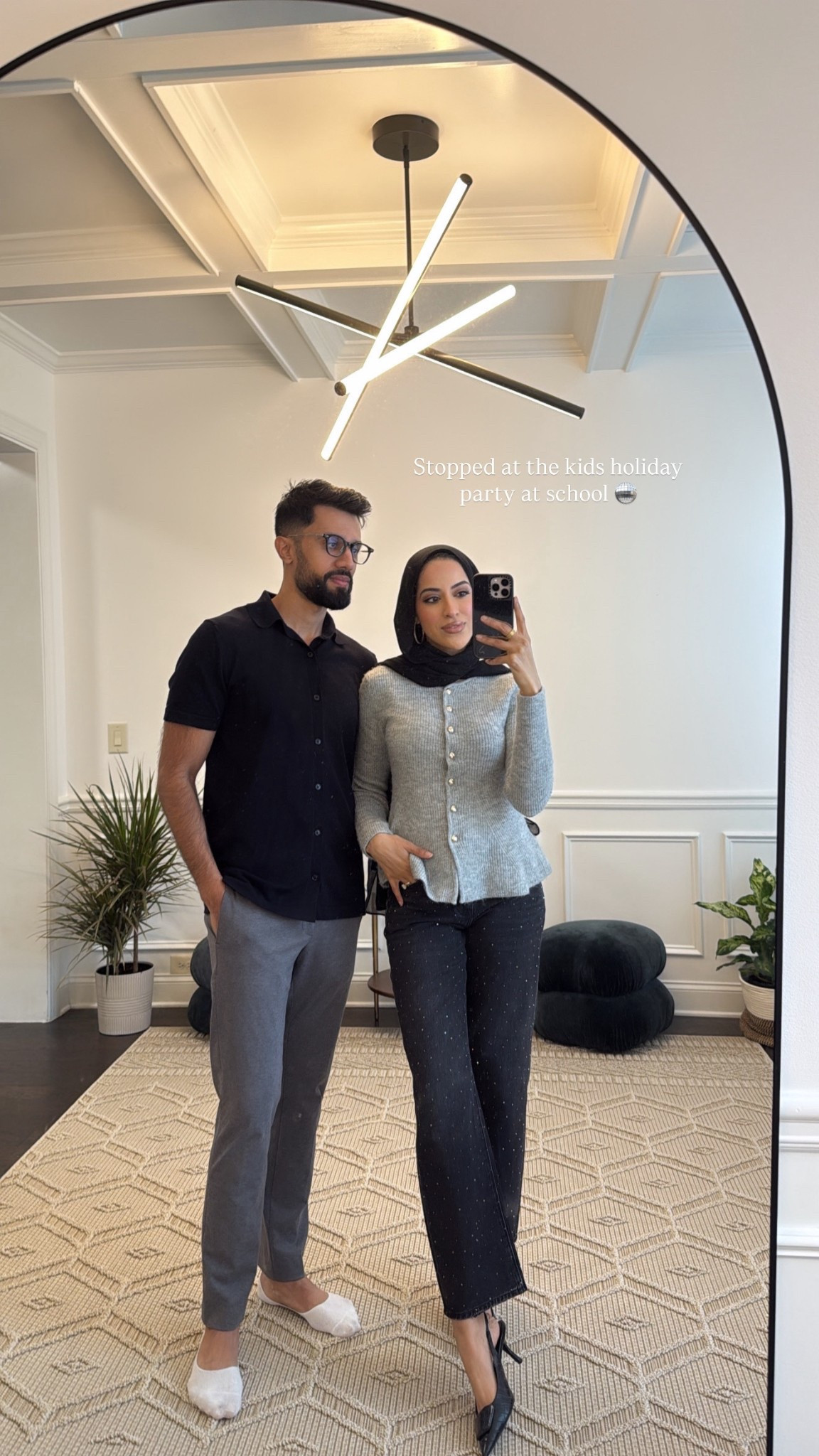 Festive holiday outfit for couples