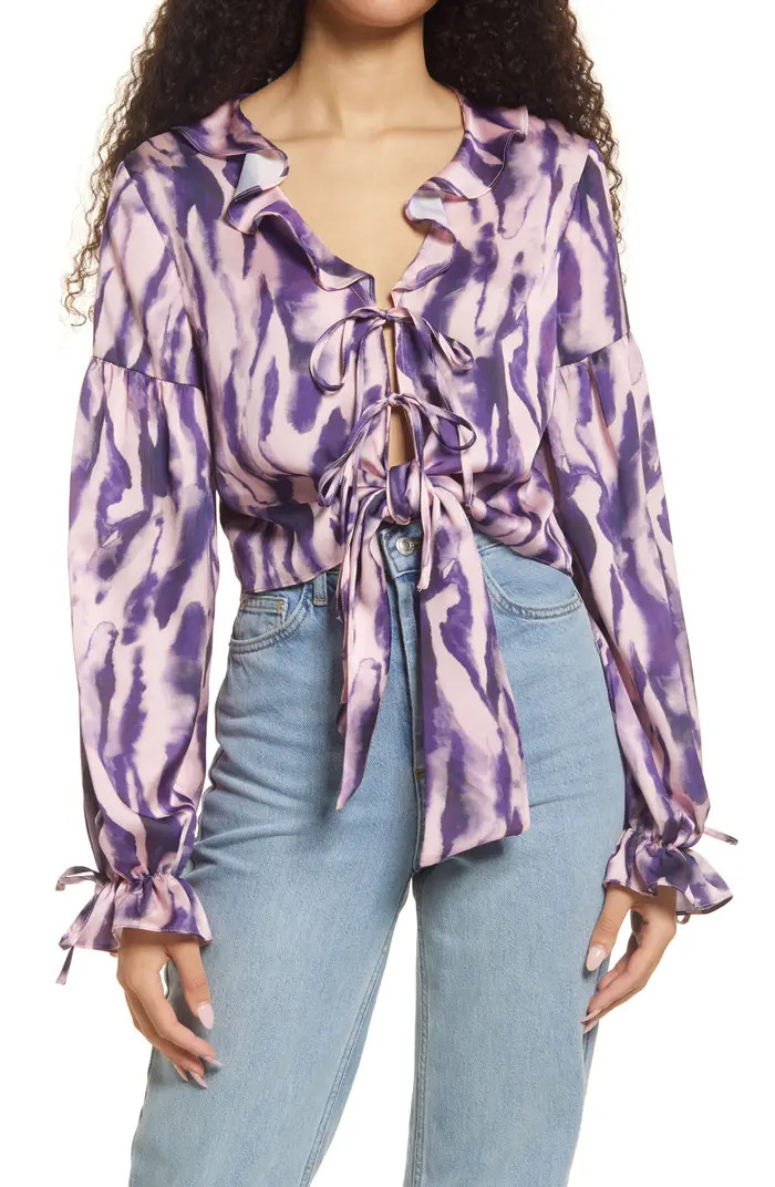 TOPSHOP Tie Dye Ruffle Jacket | Nordstromrack | Nordstrom Rack