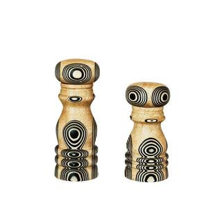 Storied Home Natural & Black Wood Salt and Pepper Mills with Inlaid Circles Design AH3306 - The H... | The Home Depot