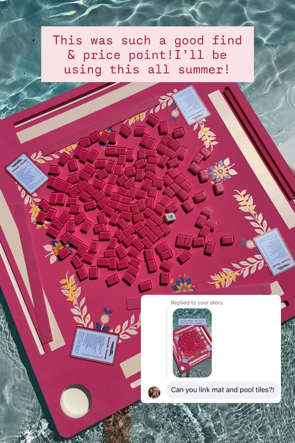 I’m so excited about playing mahjong in the pool this summer! This floating mat & tiles are honestly a great price!

Loverly Grey, mahjong, floating mahjong table, pool mahjong table, mahjong tiles 

#LTKSeasonal