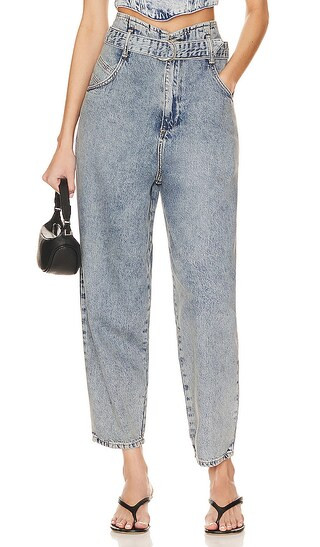 Sammy Paperbag Jean in Mid Indigo Blue | Revolve Clothing (Global)