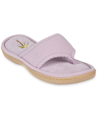 Isotoner Signature Women's Embroidered Seersucker Flip Flop Slippers - Macy's | Macy's