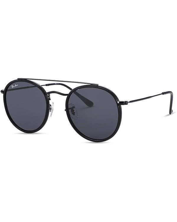 Pro Acme Double Bridge Round Sunglasses for Women Men 100% Crystal Real Glass Lens Retro UV400 Pr... | Amazon (US)