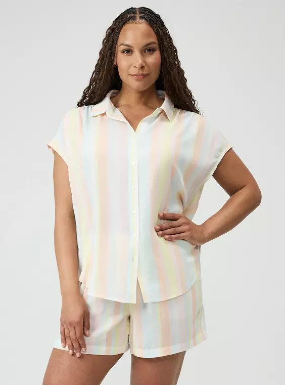 Crinkle Gauze Dolman Shirt in Multi | Torrid (US & Canada)