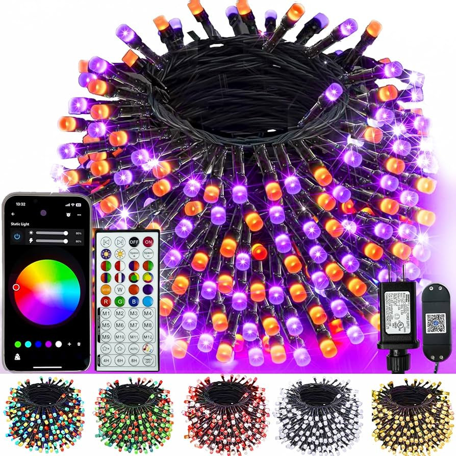 Smart Color Changing Halloween Lights with Remote & APP, 95FT 240LED RGB Dimmable Christmas Strin... | Amazon (US)